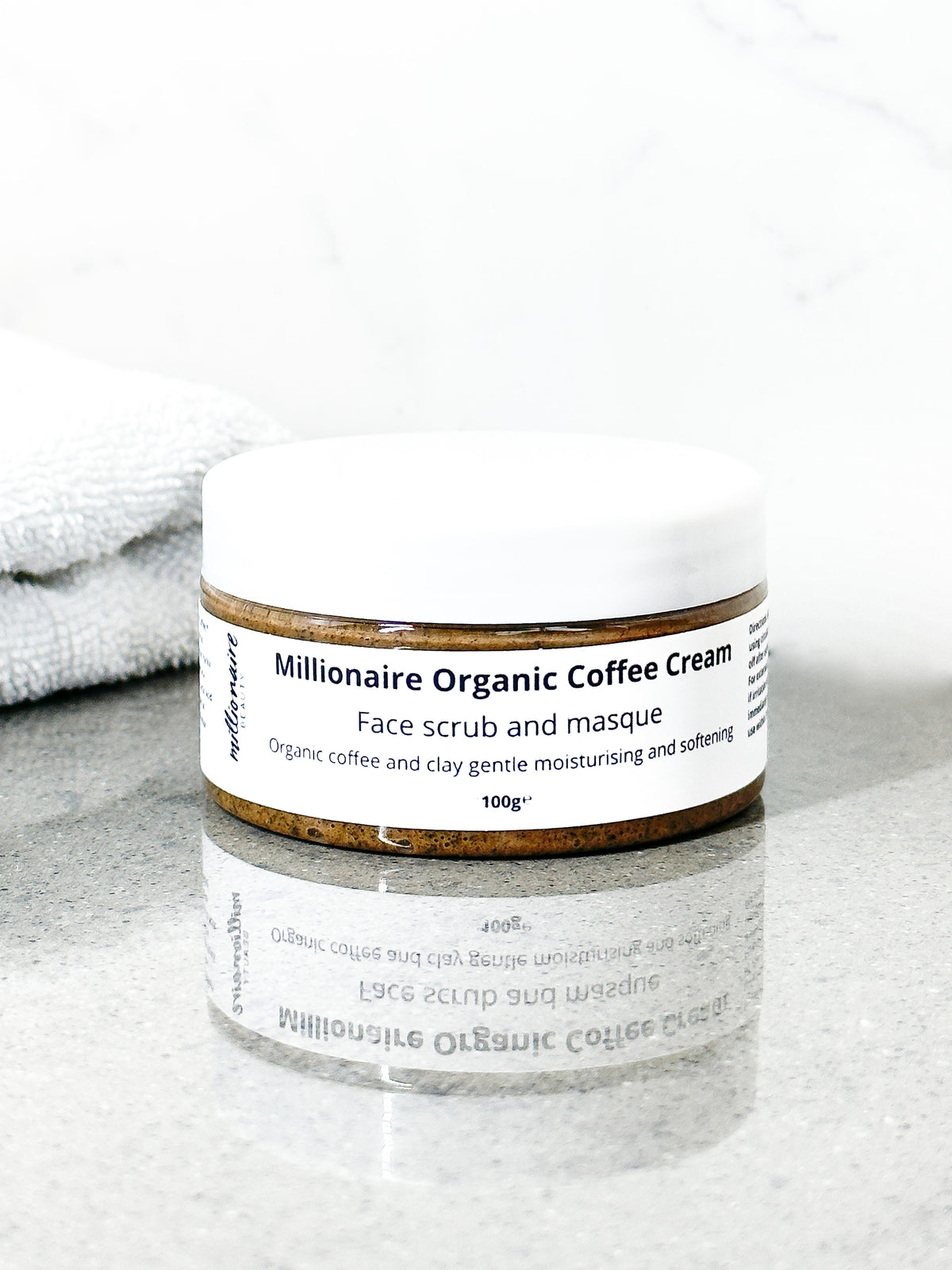 Millionaire Organic Coffee Cream-  Gentle Moisturising Face Scrub and Masque
